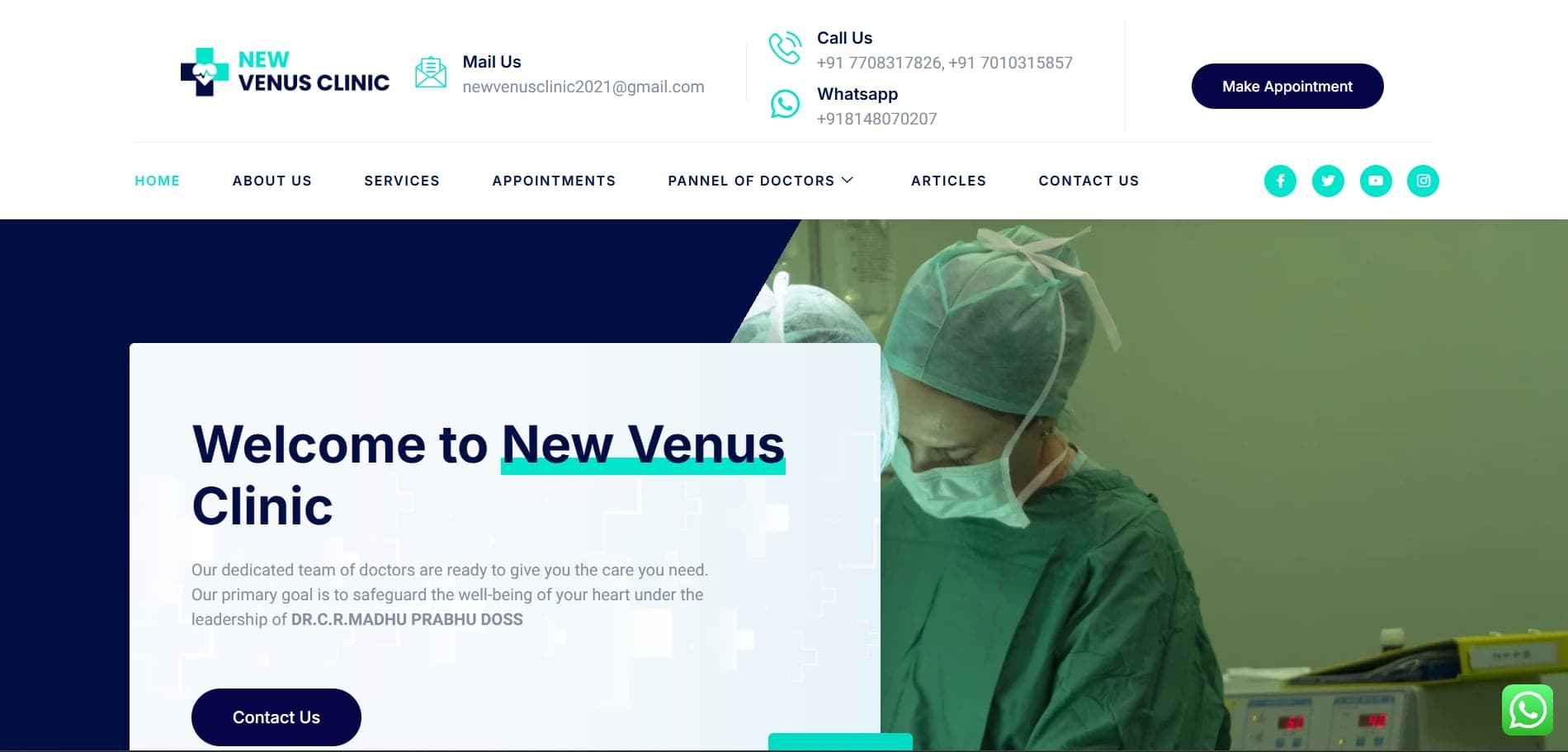 NewVenusclinic website