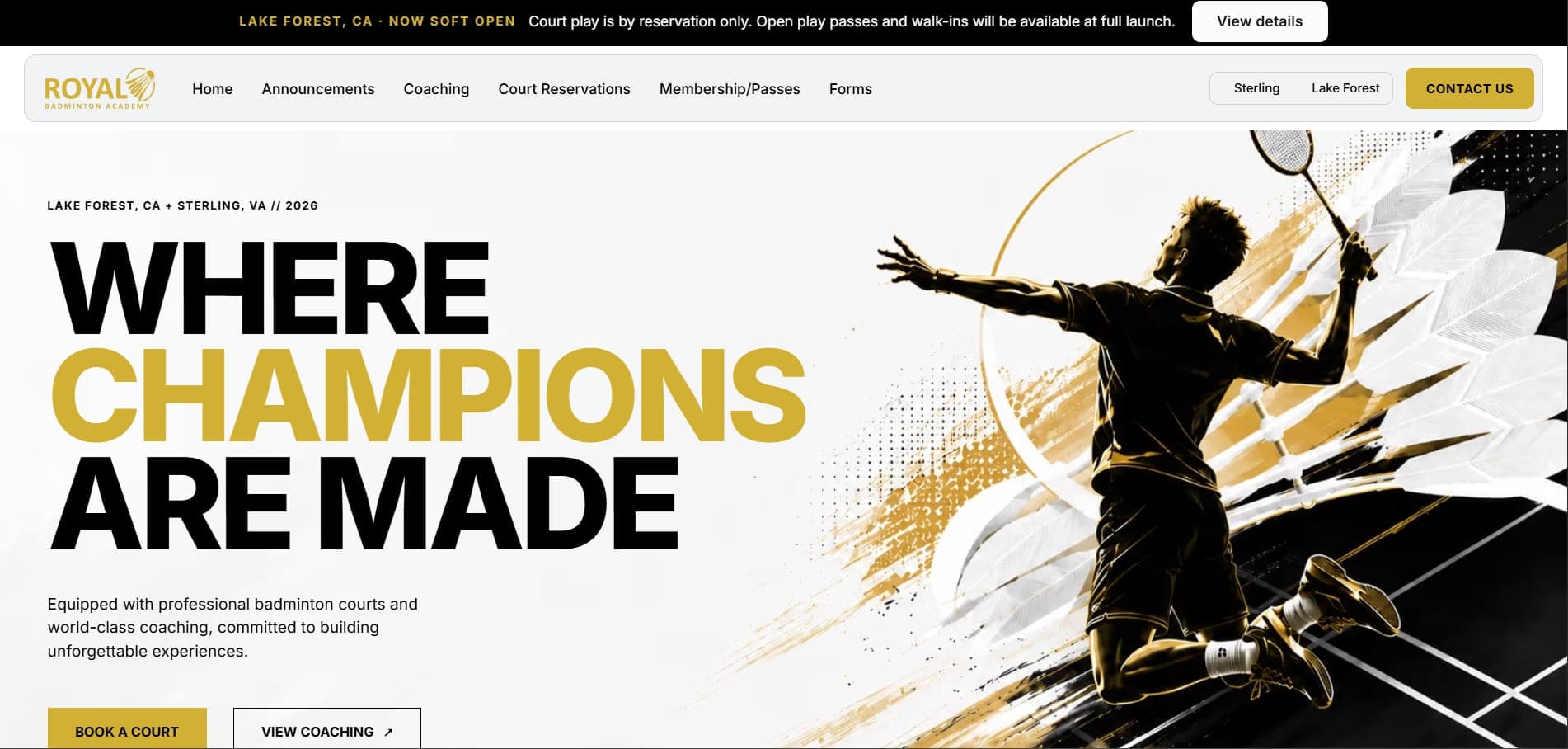 Royal Badminton Academy website